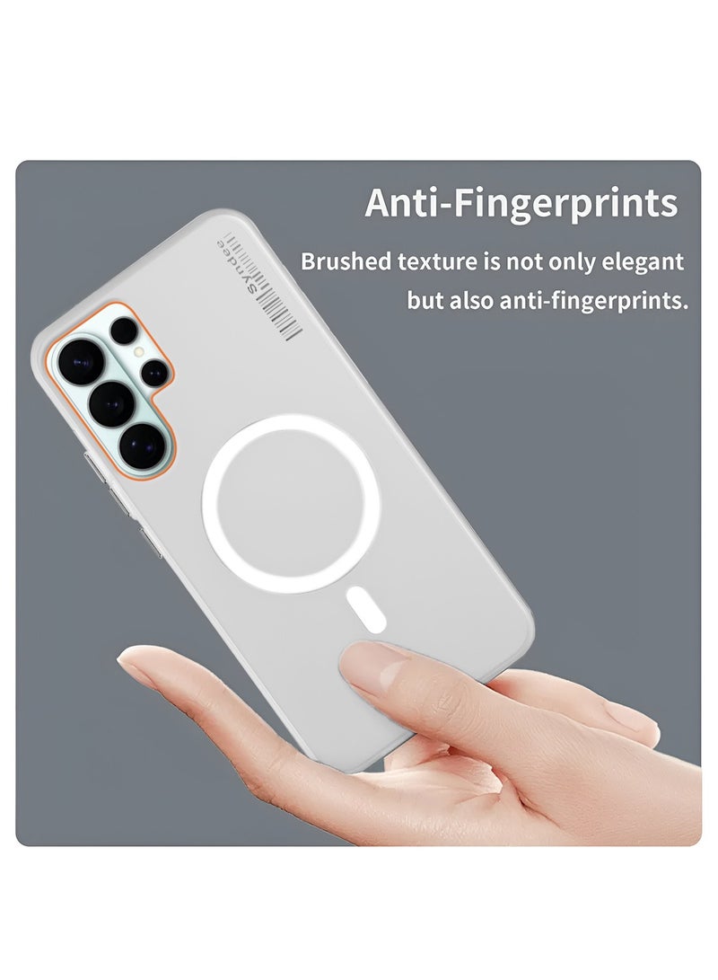 سيندي غطاء هاتف سامسونج جالاكسي S26 ألترا 5G 2026 من سلسلة سيندي، هجين نصف شفاف مع ماجسيف وشحن مغناطيسي، حواف مرتفعة للكاميرا، تصميم أنيق، أبيض (MCMPMN) - Image 4